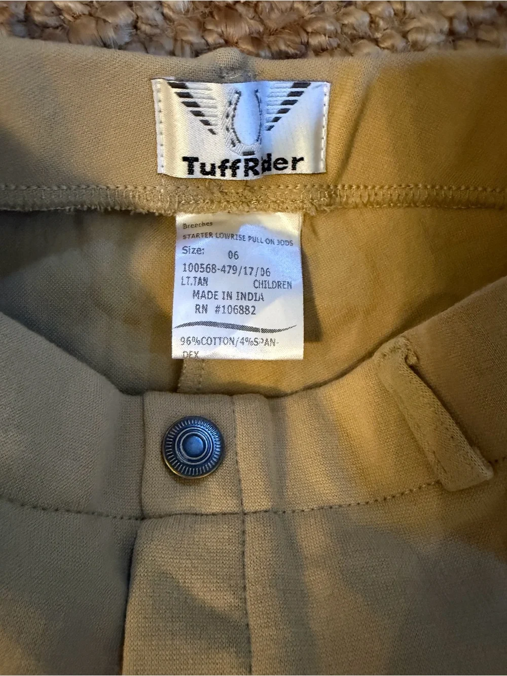 TuffRider Knee Patch Pull On jodhpurs, Size 6